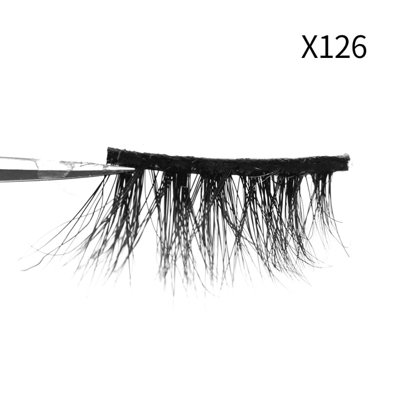 Soft Mink Eyelashes 3D Curl Winged End Eye Elongated Fake Lashes Thick Handmade Natural False Eyelash Messy Cross Lash