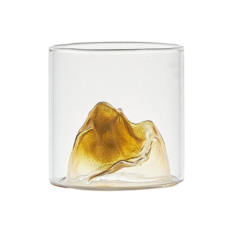 Japanese Whisky Glass Cup 3D Mountain Water Glass Glacier Mug Vodka Wine Cup Glass Fuji Artwork Gift Whisky Bottle Drinkware