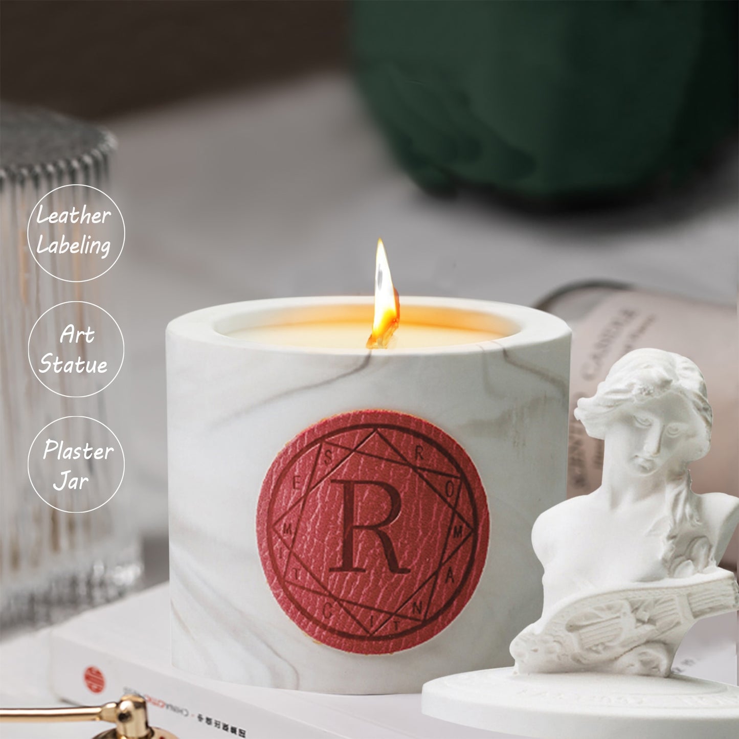 Scented Candle Household Decorative Unique Statue Scented Jar Candle Gift, 12.5 oz