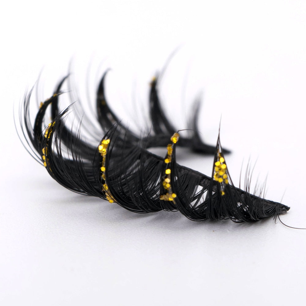 Luminous Dramatic glitter colored lashes Russian volume faux mink strip lashes party sequins false lashes