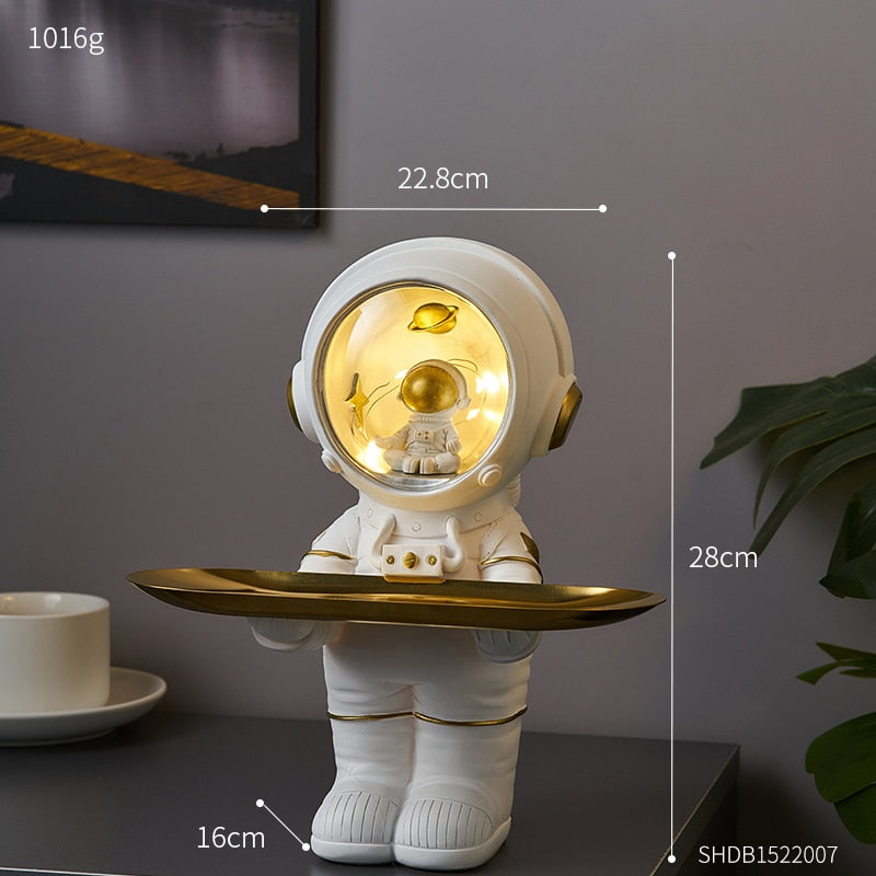 Creative Astronaut Statue Storage Tray Nordic Home Decor Desk Storage Astronaut Figurine Living Room Table Decor Key Storage
