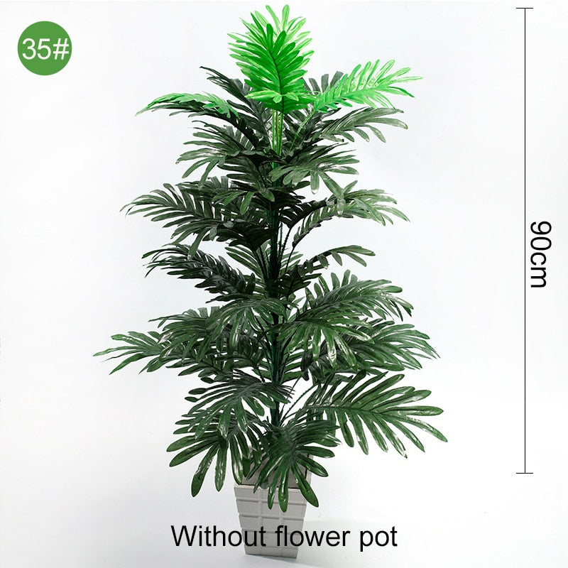 Green Artificial Palm Leaf Plastic Plants Tropical Tree Branch Fake Plants Jungle Home Garden Decor Wedding Decoration