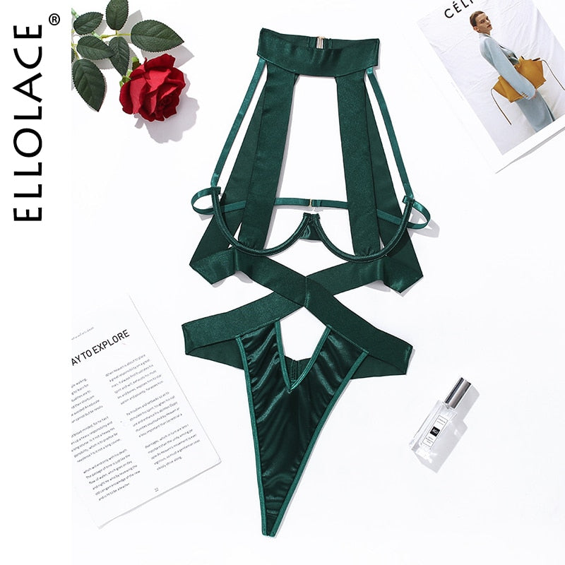 Bandage Sexy Lingerie Bodysuit Women Halter Hollow Out Exotic Clothes Black Porn Bottom Sissy Hot Sensual Body