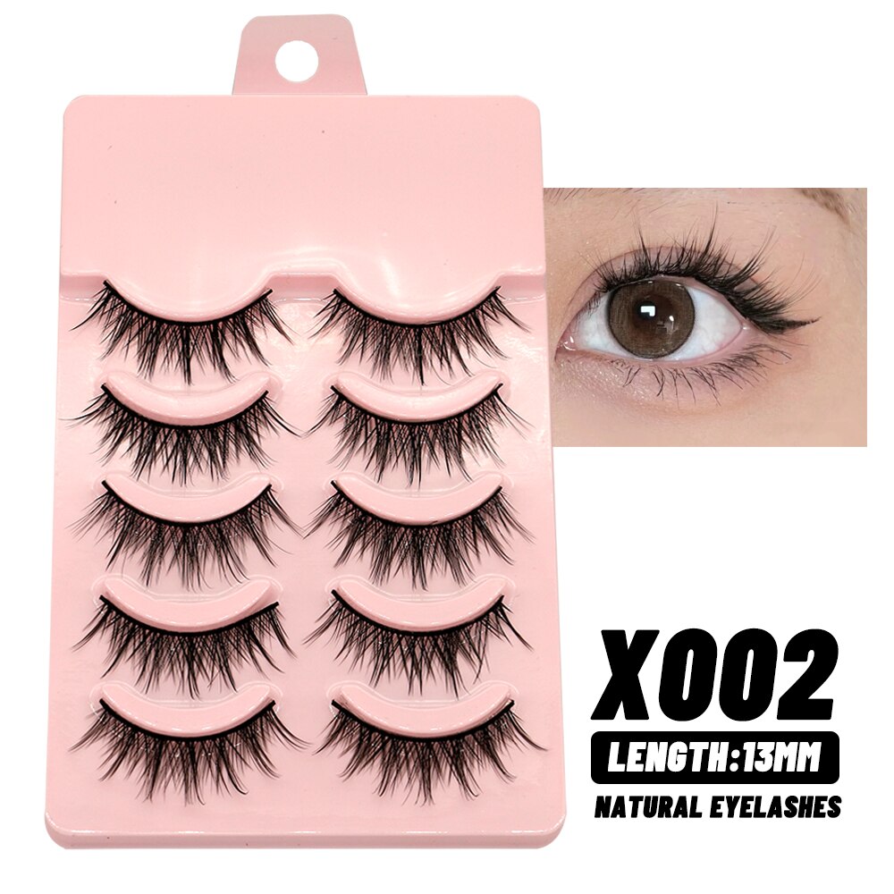 Natural Lashes 5pairs Eyelashes Cosplay 3D Faux Mink Eyelash Wispy Fluffy Soft Extension Hand Made Fake Lash