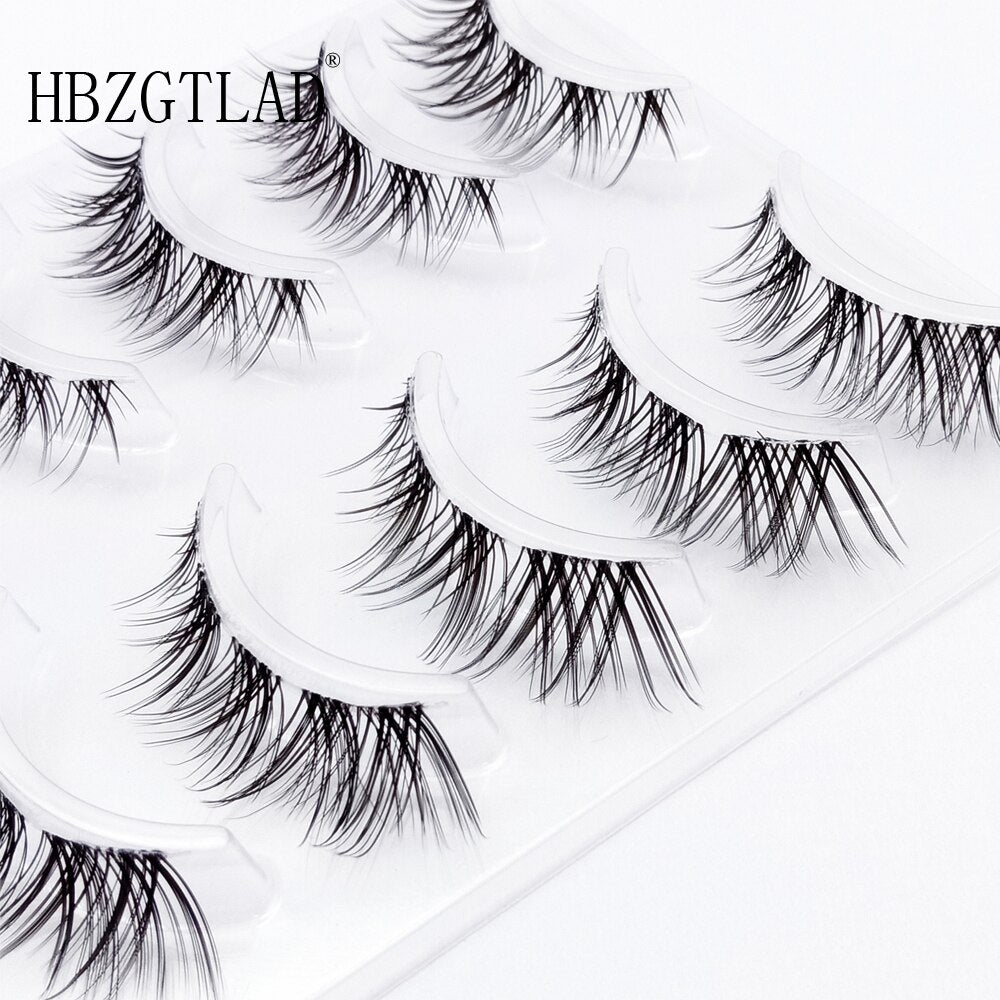Invisible band Lashes 5 Pairs 3D Faux Mink Lashes Natural short Transparent Terrier Lashes Clear Band Soft Eyelashes