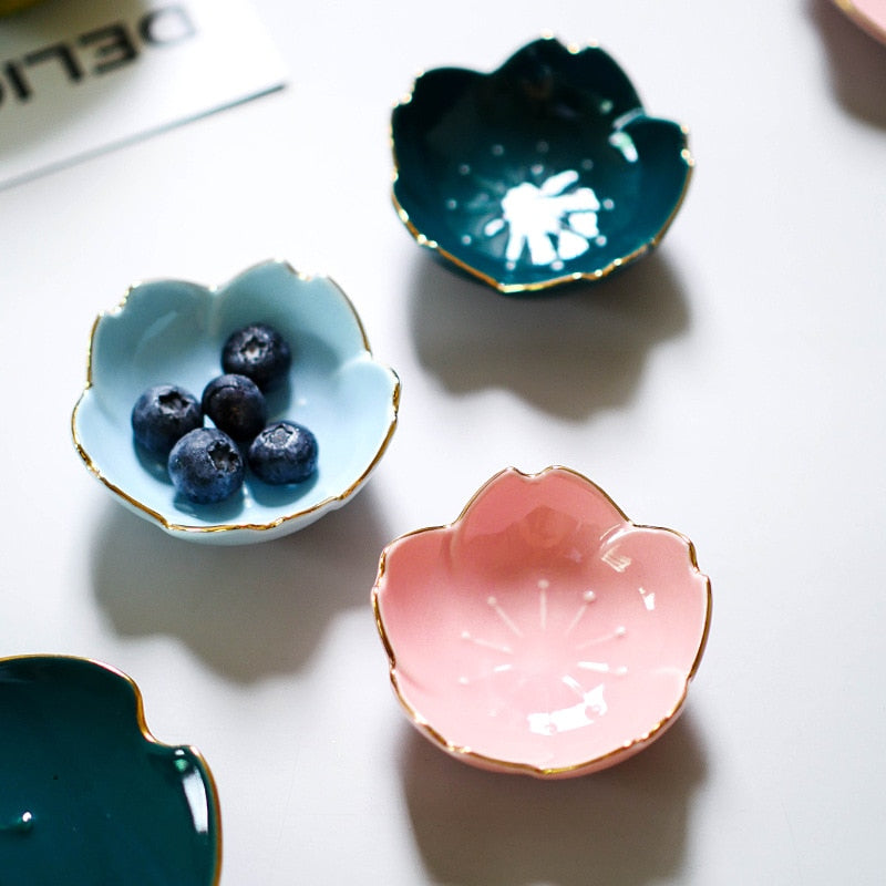 Japanese Sakura Ceramic Dish Cherry Blossom Kawaii Plate Sauce Dish Flower Bowl Sauce Vinegar Dishes