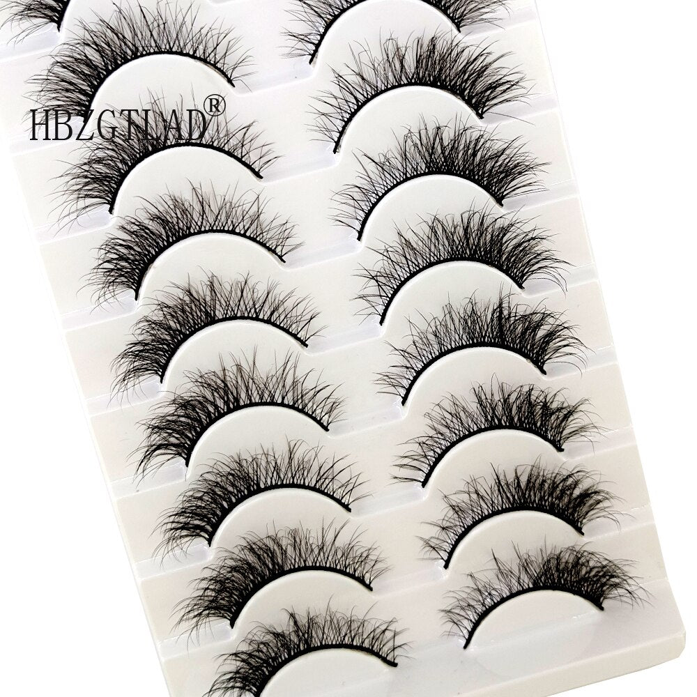 10Pairs Natural Long 3D Mink Lashes Soft Short Faux Cils Handmade Fake Lashes Eyelash Extension