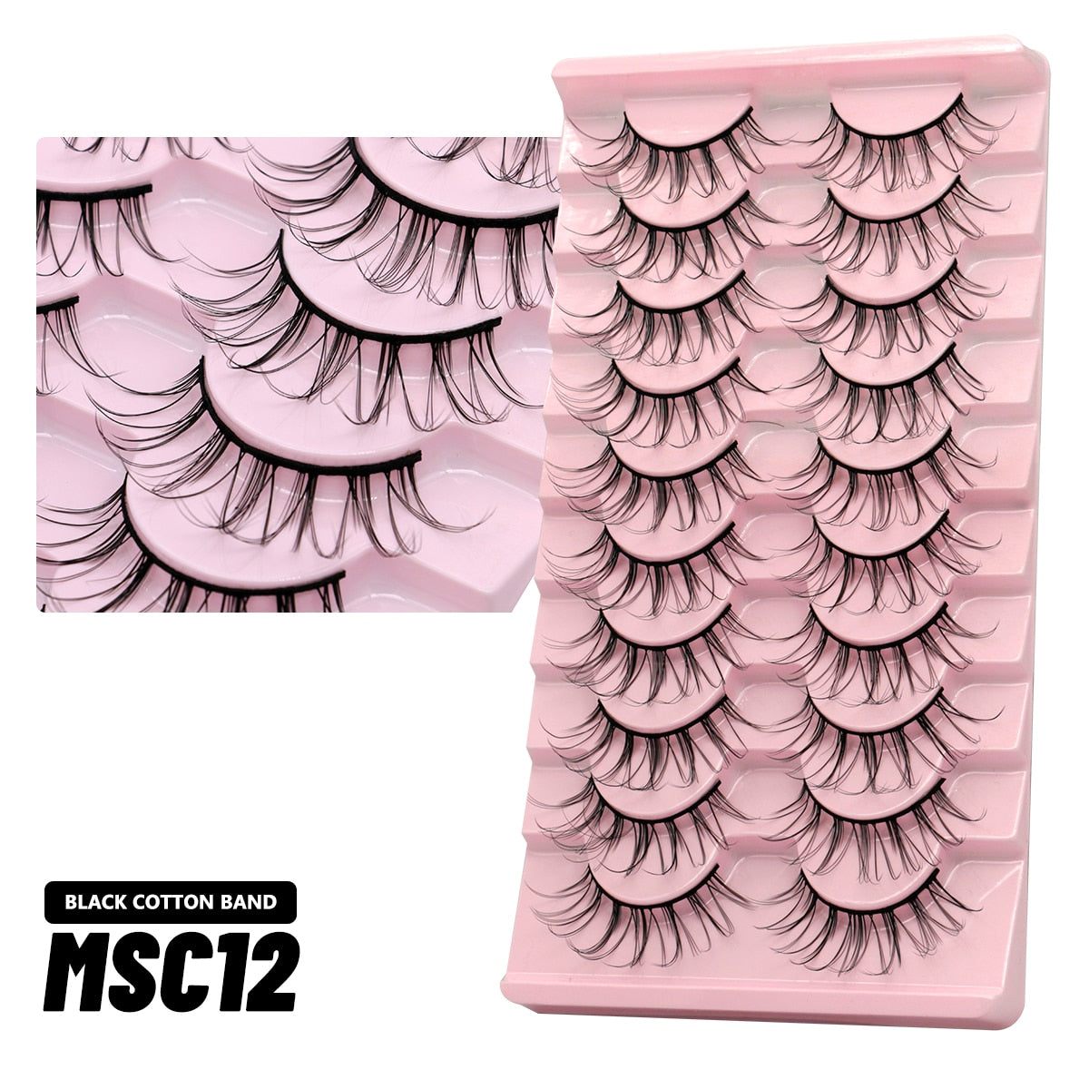 5/10 Pairs Natural False Eyelashes Manga Lashes Fluffy Soft Wispy Cosplay Lash Extension Faux Eyelashes