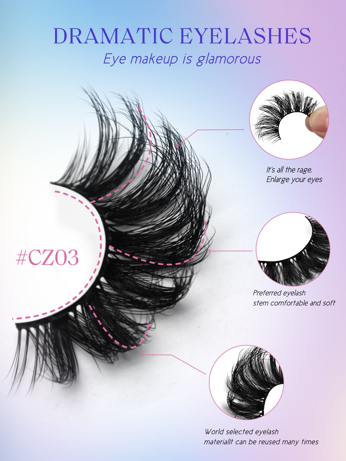 5/7 Pairs Fluffy Mink Lashes Faux Mink Eyelashes Long Lasting EyelashesDramatic Volume lashes Extension Thick Long