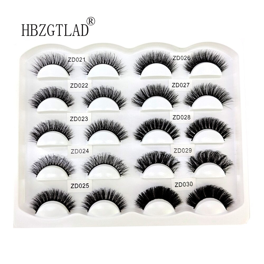10Pairs Natural Long 3D Mink Lashes Soft Short Faux Cils Handmade Fake Lashes Eyelash Extension