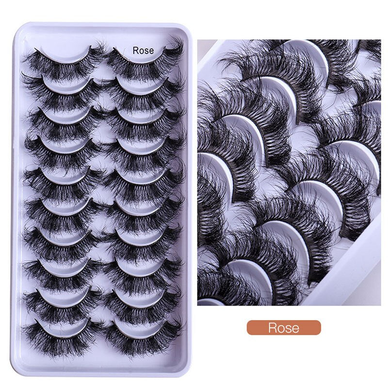 10 Pairs Faux Mink Lashes Natural False Eyelashes Fluffy Soft Wispy Dramatic Volume Lash Extension Wispy Long 3D
