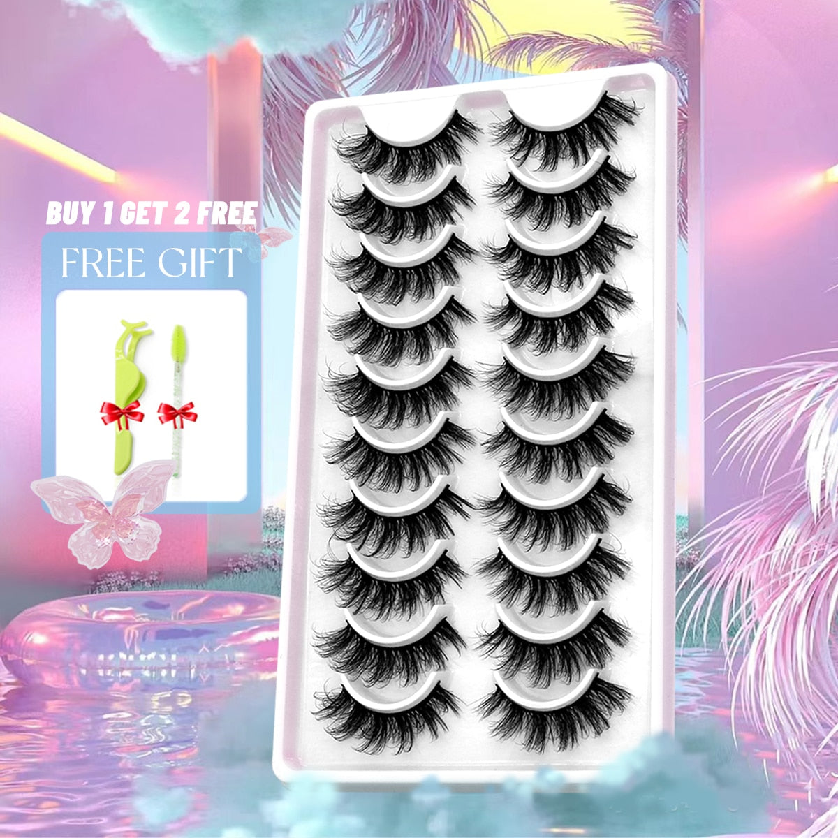 Eyelashes 5/7/10 pairs False Eyelashes Mink Lashes Faux Mink Fluffy Lash Soft Full Thick Wispy Eye Mink Lashes