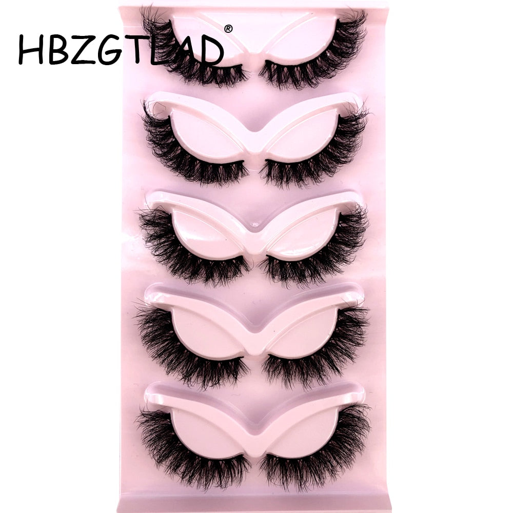False Eyelashes Cat Eye Wispy end elongated Thick Mink Lashes Fluffy Short Natural Fake Lashes 5 Pairs