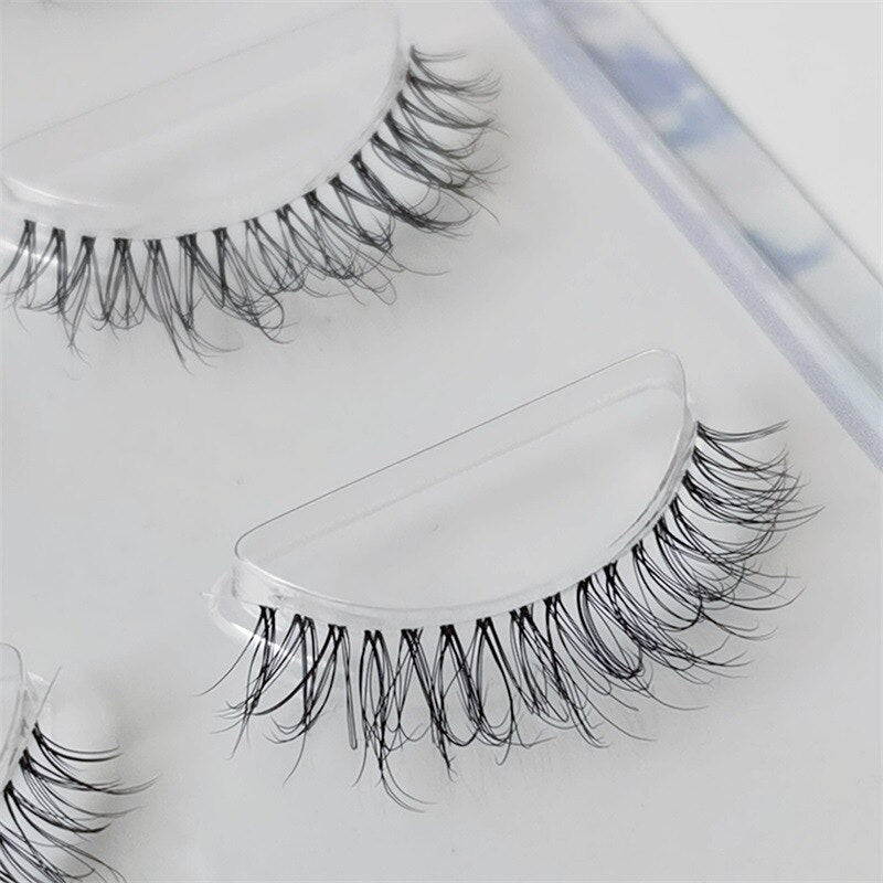 5 pairs short Mink Lashes 3D Mink Eyelashes Invisible Band Natural Black Mink False Eyelash Full Strip Reusable