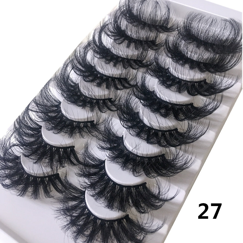 8pairs eyelashes fake lashes long eyelash 25mm mink lashes fluffy dramatic false eyelashes