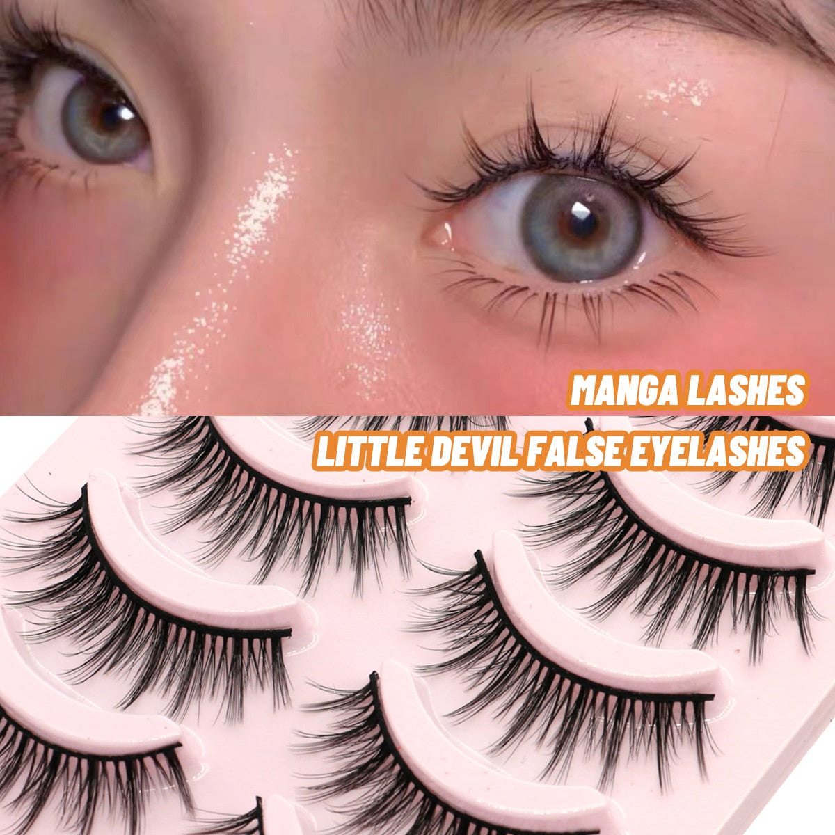 2/5 Pairs 3D Faux Mink Lashes Natural Cosplay False Eyelashes Natural Japanese SeriousCross Manga Lashes MaKeup Tools