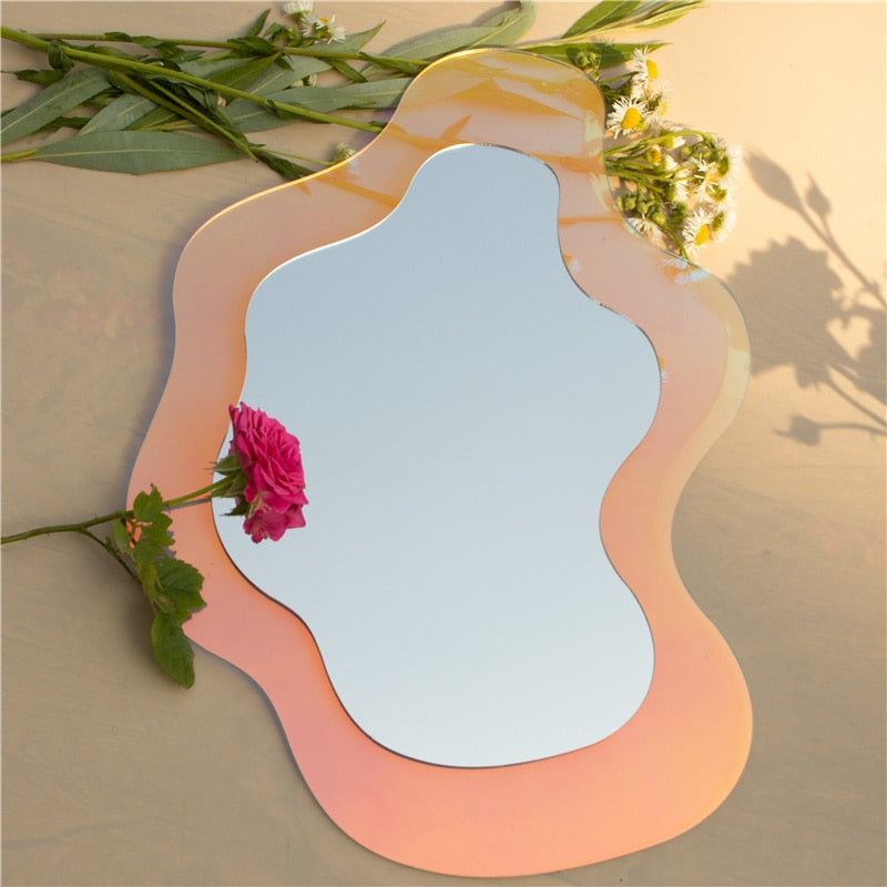Acrylic Large Flower Colorful Mirror Living Room Home Decorative Wall Mirror Bedroom Table Standing Make-up Mirror