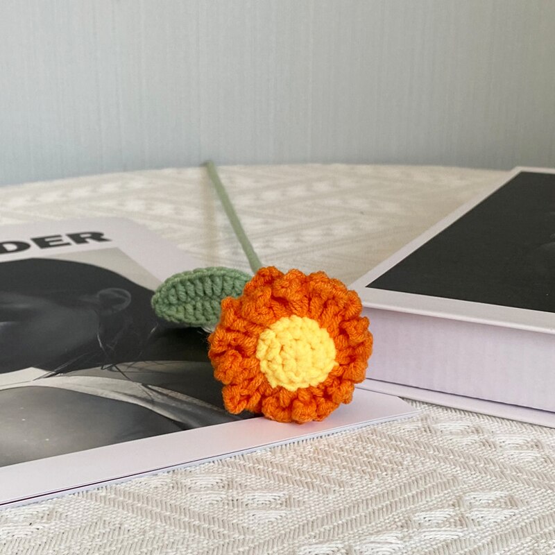 Hand-Knitted Daisy Bouquet Handmade Crochet Fake Flowers Knit Chamomile Flower Finished Decoration Home Decorative