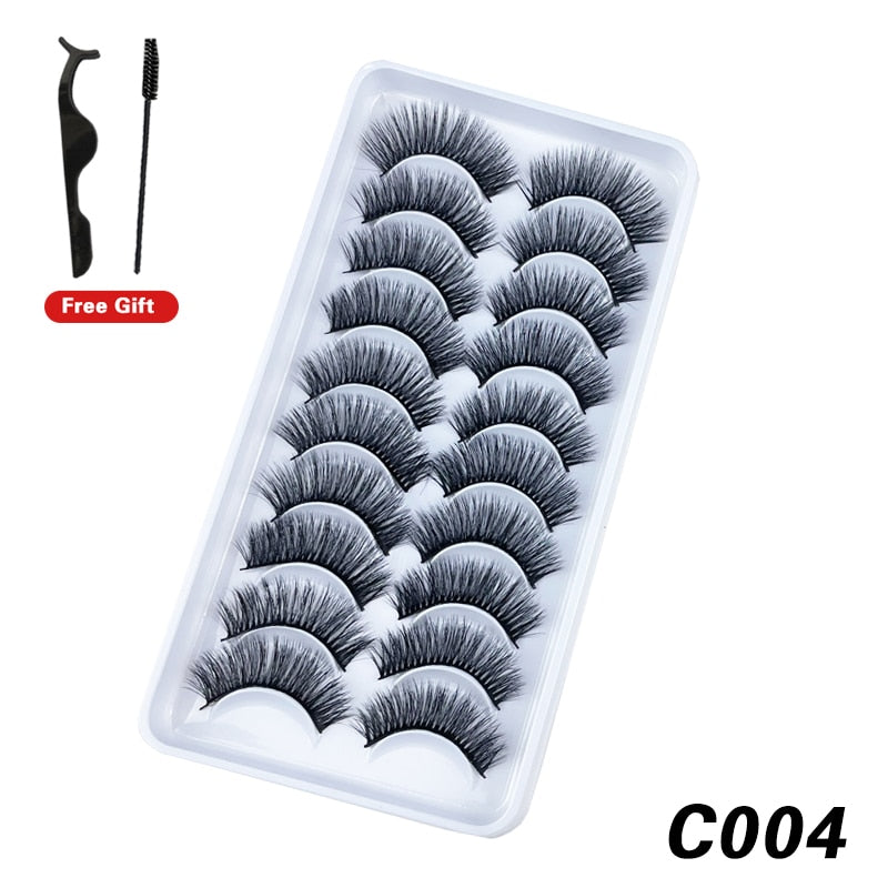 10Pairs 3D Faux Mink Lashes Natural Long Short Full Strip Lashes Soft Plump Eyelashes Extension