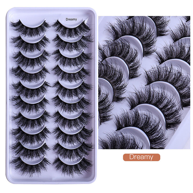 10 Pairs Faux Mink Lashes Natural False Eyelashes Fluffy Soft Wispy Dramatic Volume Lash Extension Wispy Long 3D