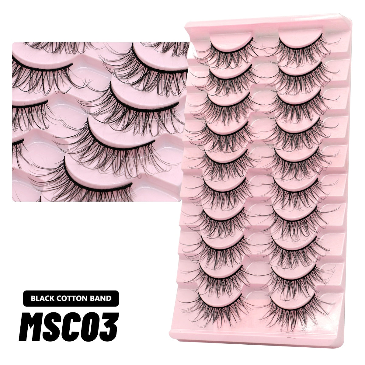 5/10 Pairs Natural False Eyelashes Manga Lashes Fluffy Soft Wispy Cosplay Lash Extension Faux Eyelashes
