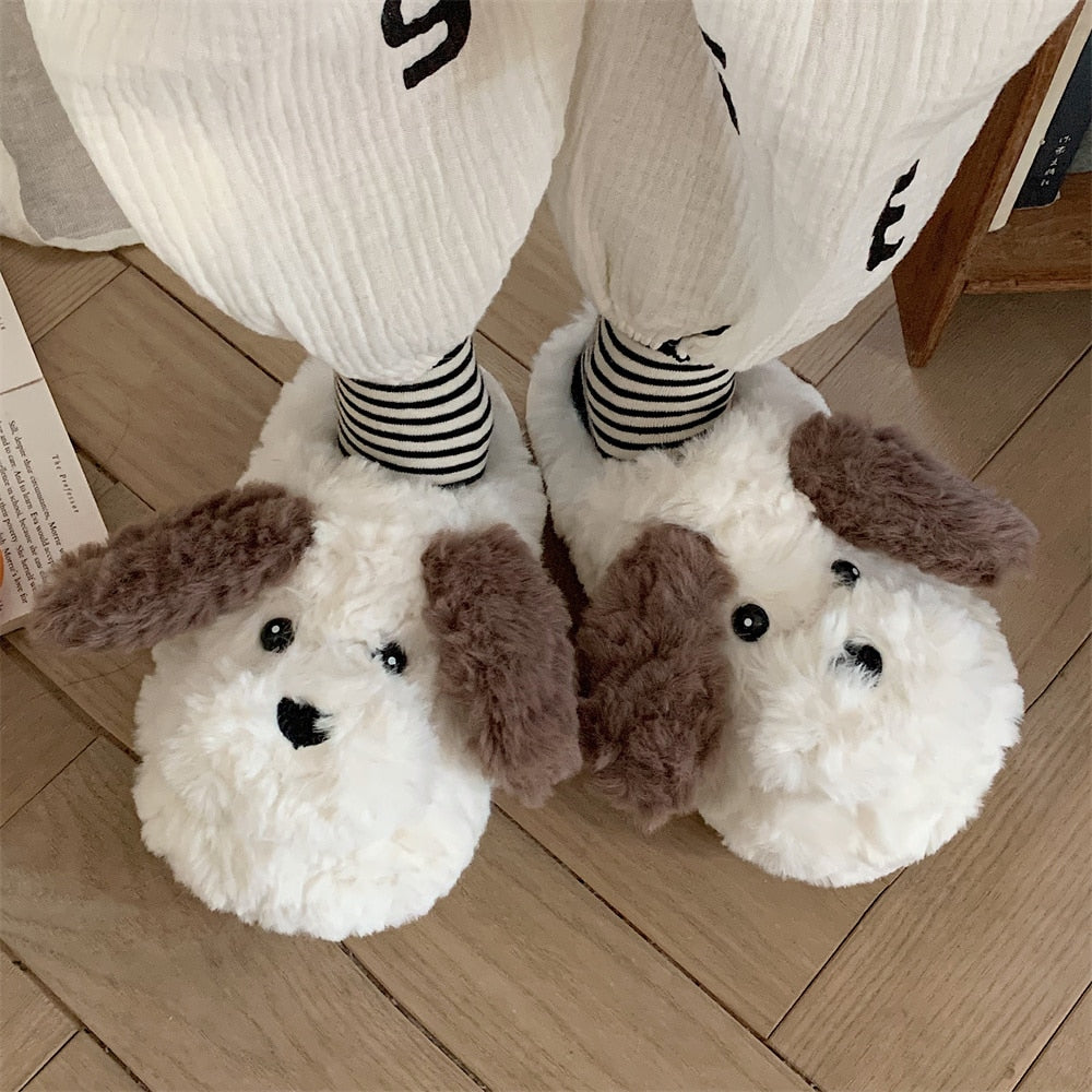 Funny Couple Lovely Frog Cotton Slippers Winter NonSlip Warm Plush Home Slipper Household Shoes