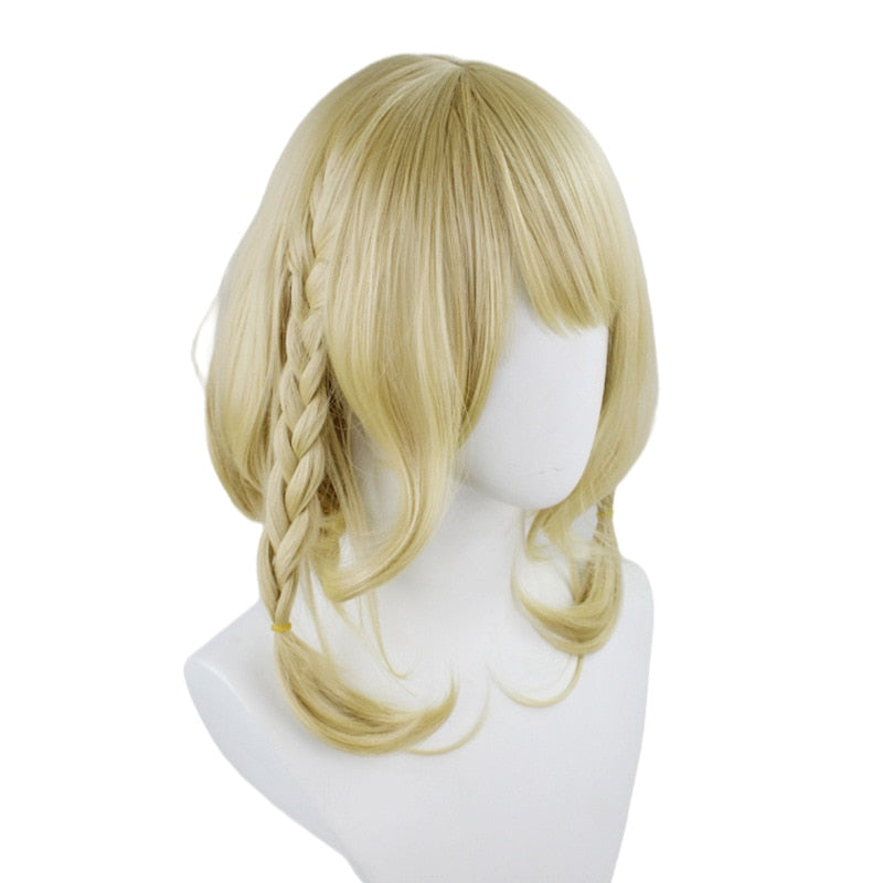 Game King Glory Cosplay Light Blonde Wig Anime Short Curly Hair Lady Halloween Party Heat Resistant Synthetic Wig + Wig Cap