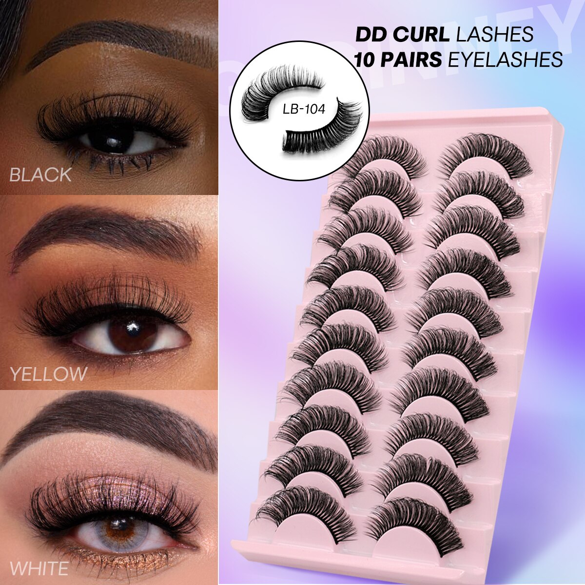 DD Curl Lashes 10 pairs Russian Strip Lashes 3D Mink Eyelashes Natural Long Reusable Fluffy eyelashes