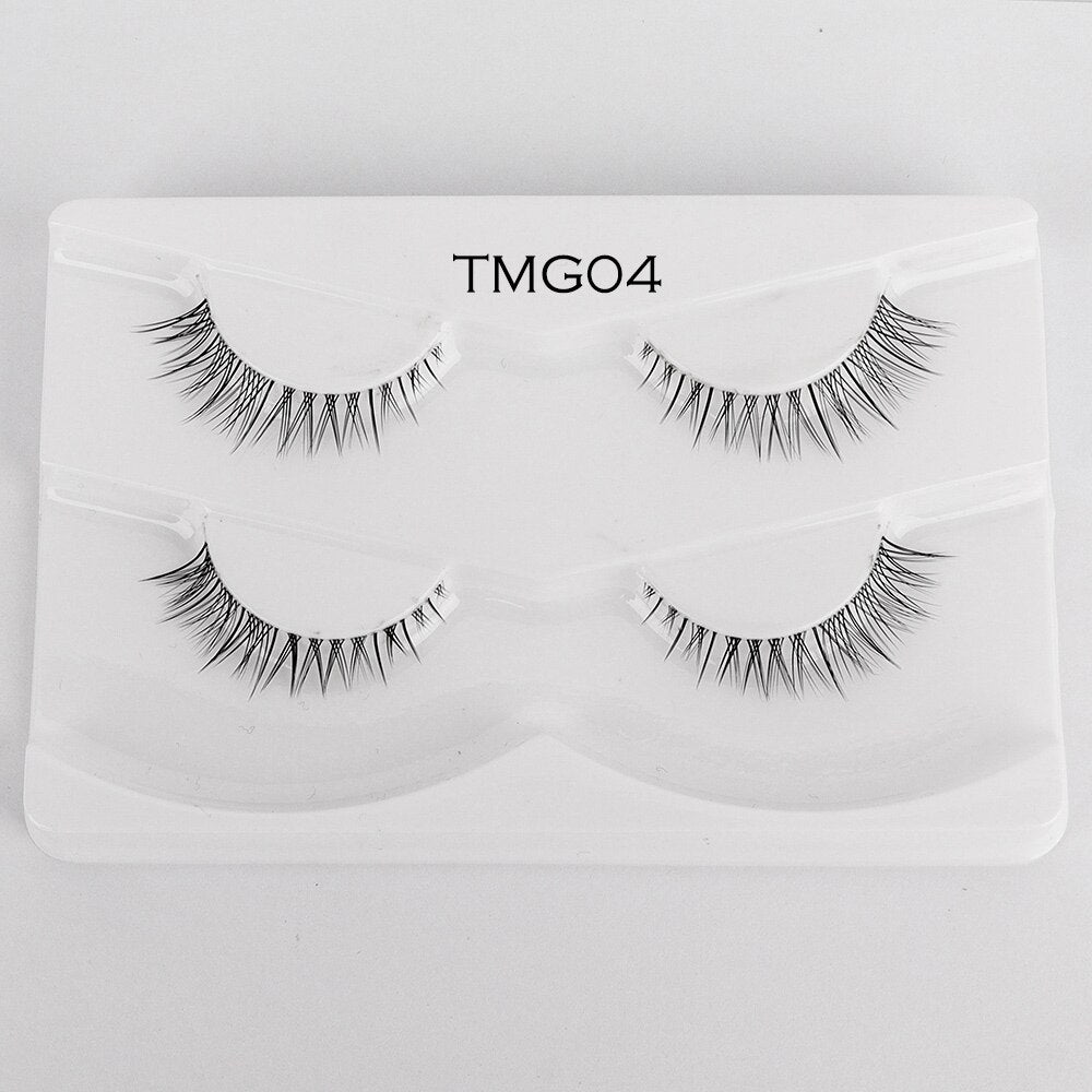 2pairs Clear Band Eyelashes Mink 3D Natural Long False Lashes Invisible Thin Band Eyelash Handmade Crisscross Lashes Makeup