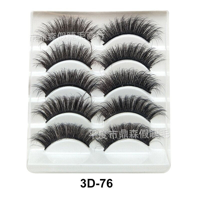 3D Mink Lash Natural False Eyelashes Faux Mink lashes 5Pair False Eyelash Reusable Thick Long Cilia