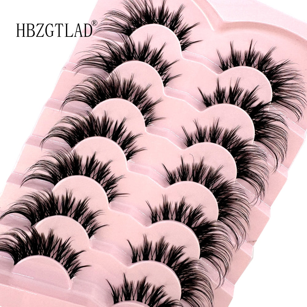 7Pairs Lashes manga Lashes 3D Clear Band Lashes Natural Look Wispy Mink Eyelashes Fluffy Cat Eye Lashes Pack Fake Eyelashes