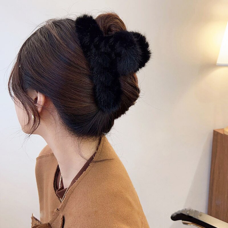 Big Rose Red Hair Clips Winter Plush Soft Popular Hair Catch Cute Warm Hair Accessories y2k Accessories Handmade