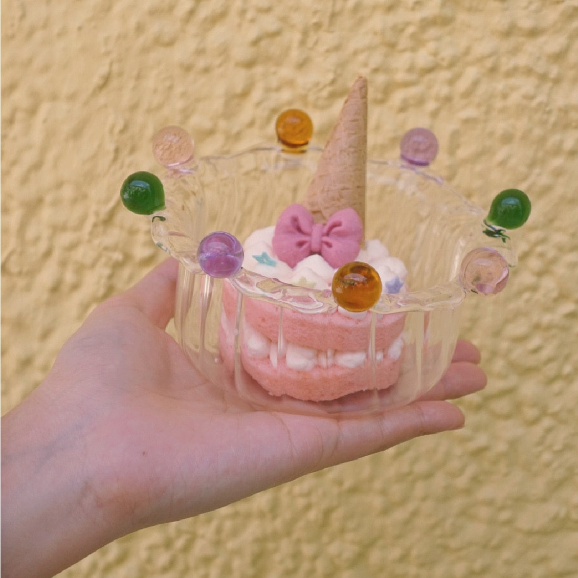 Crown Salad Bowl Cute Fruit Glass Bowl Snack Candy Cake Bowl Ice Cream Cup Home Decor
