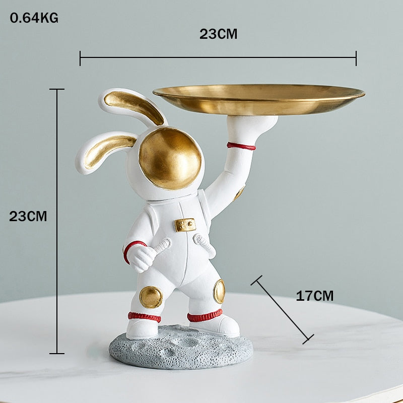 Creative Astronaut Statue Storage Tray Nordic Home Decor Desk Storage Astronaut Figurine Living Room Table Decor Key Storage