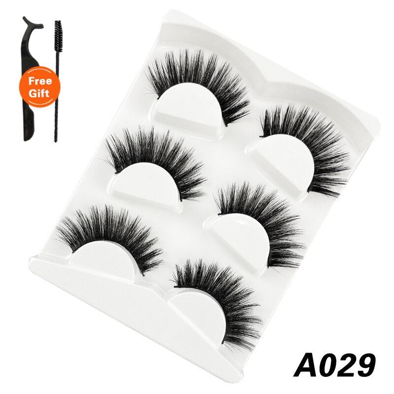 3Pairs 3D Mink False Lashes Faux Cils Natural Fluffy Dramatic Volume Eyelashes Crisscross Soft Eyelash Extension