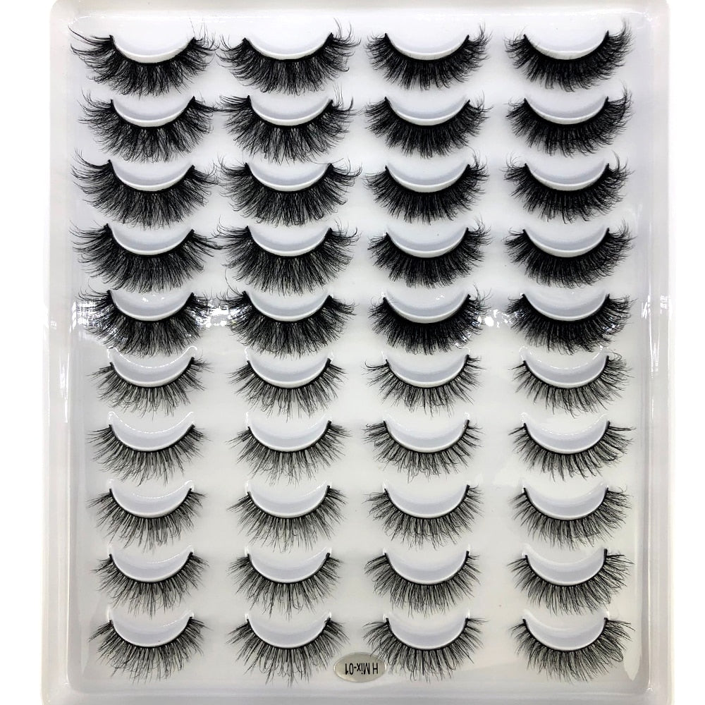 20 Pairs Fluffy Lashes 25mm 3D Mink Lashes Long Thick Natural False Eyelashes Mink Eyelashes