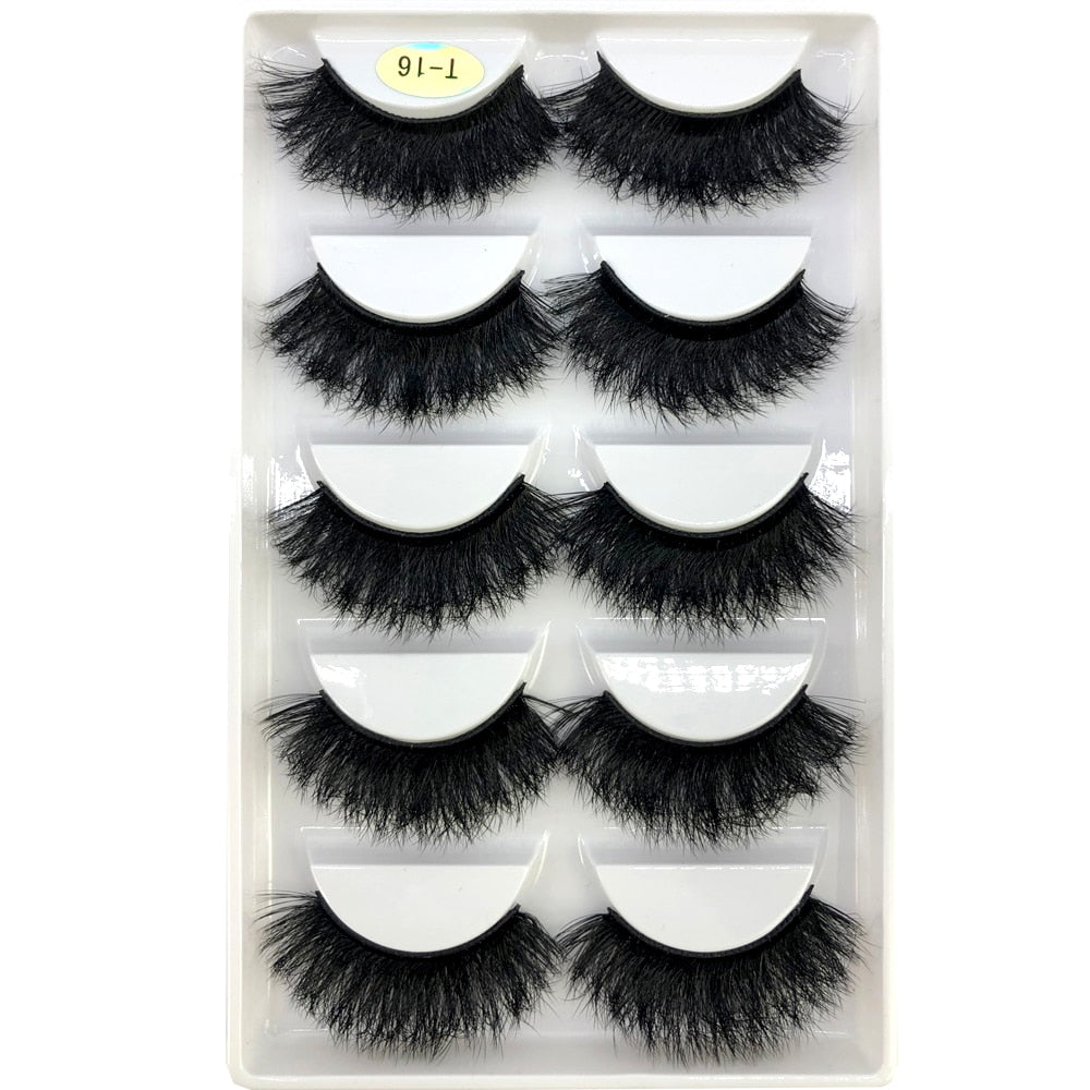 False Eyelashes Cat-Eye Fluffy Faux Mink Lashes 8D Wispy Lashes 5 Pairs Pack Dramatic Long Thick Volume Eyelashes