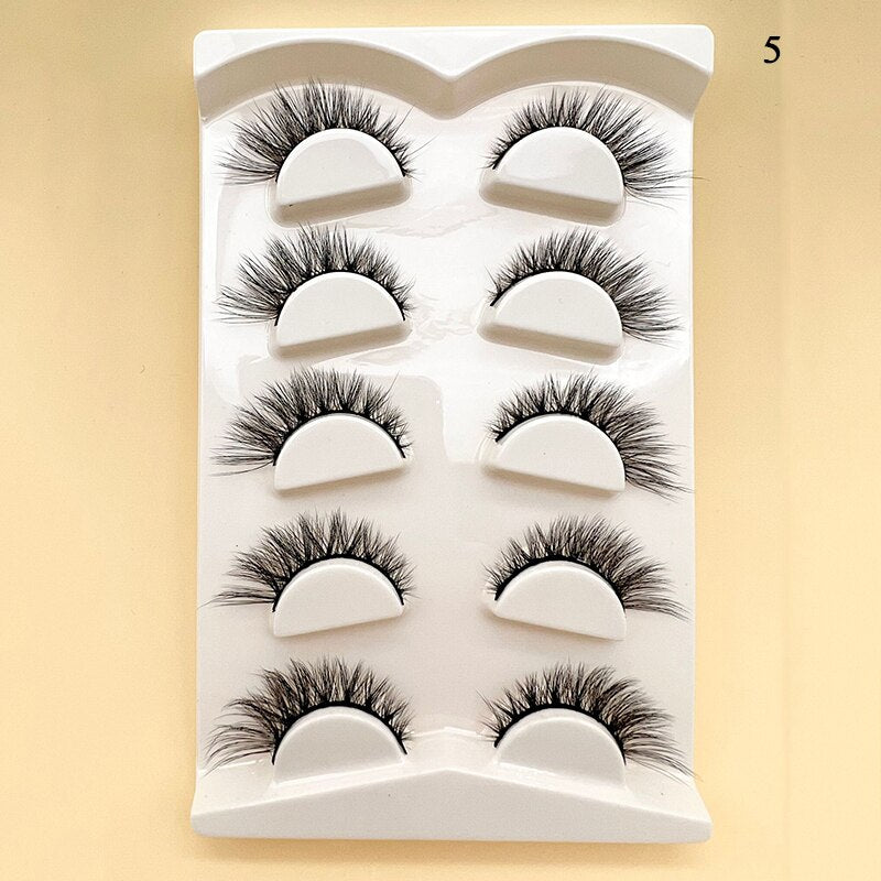 4/5Pair False Eyelashes Handmade Mink Cross Long 3D Winged Eyelash End Eye Elongated Lash Extension Natural