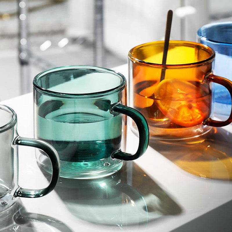 250ml Wine Glasses Drinking Tumbler Whiskey Vodka Cup Coffee Juice Water Cups Tea Creative Mug Double Bottom Glass Mugs