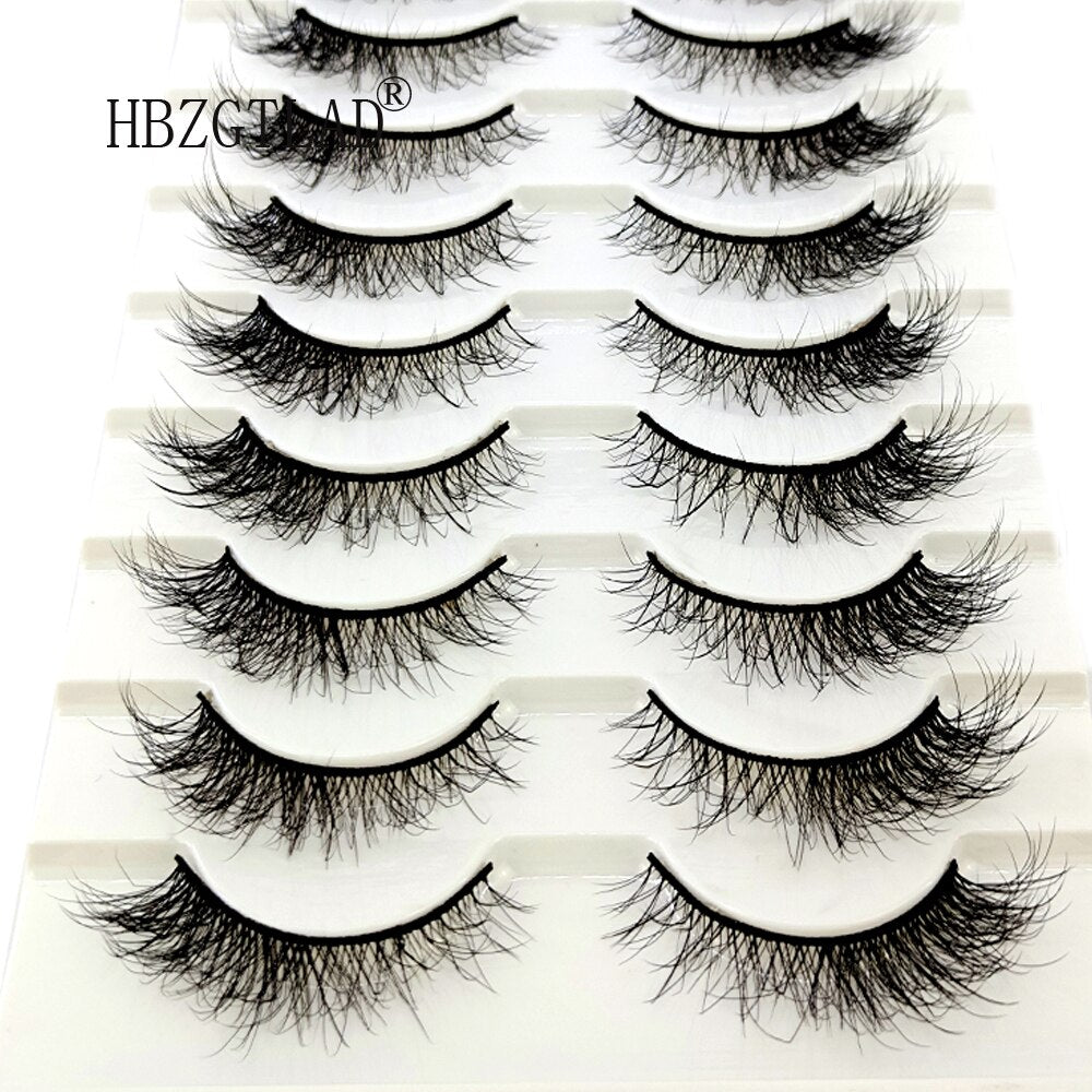 10Pairs Natural Long 3D Mink Lashes Soft Short Faux Cils Handmade Fake Lashes Eyelash Extension