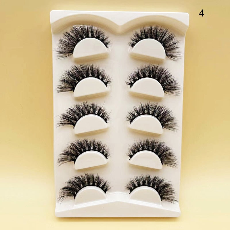 4/5Pair False Eyelashes Handmade Mink Cross Long 3D Winged Eyelash End Eye Elongated Lash Extension Natural