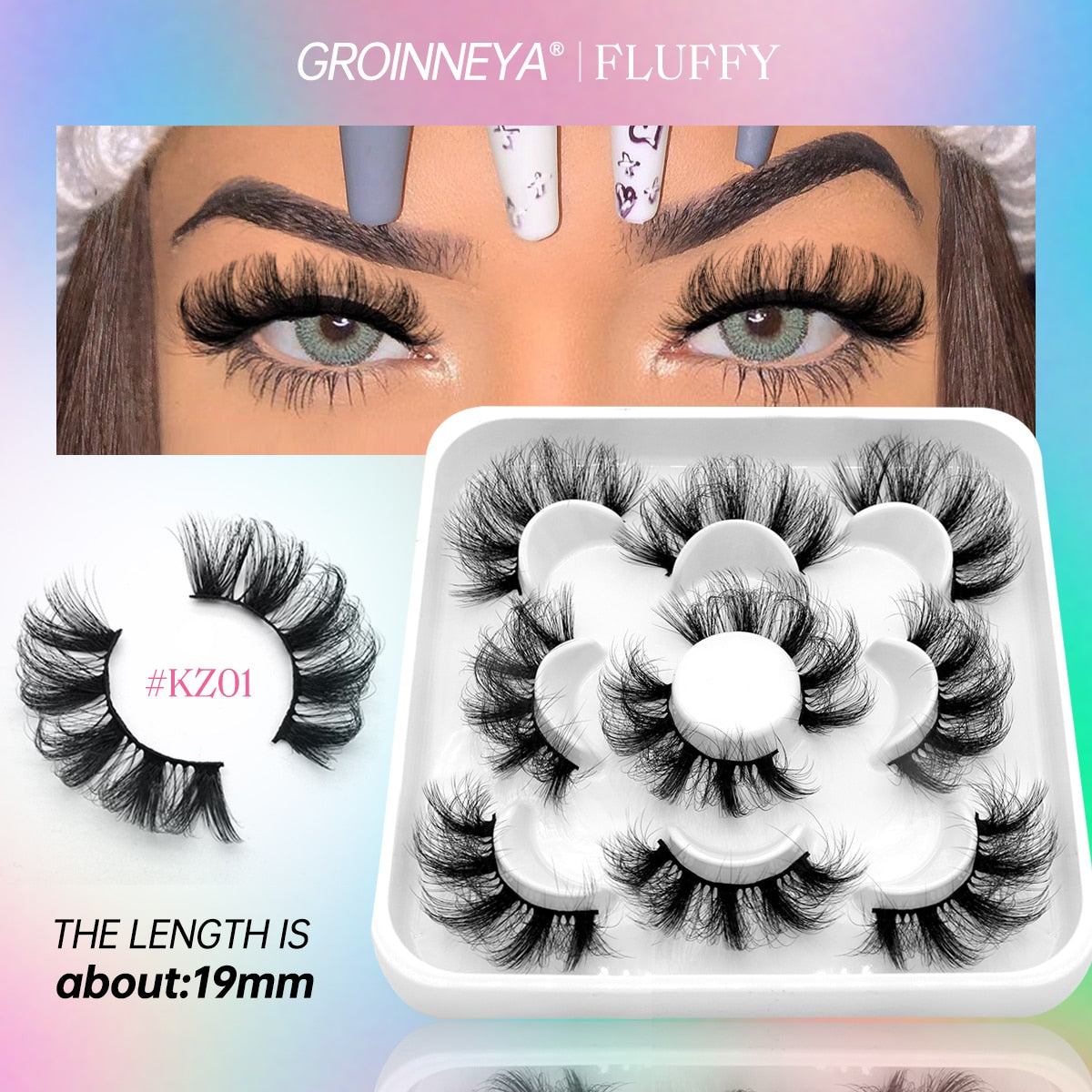 5/7 Pairs Fluffy Mink Lashes Faux Mink Eyelashes Long Lasting EyelashesDramatic Volume lashes Extension Thick Long
