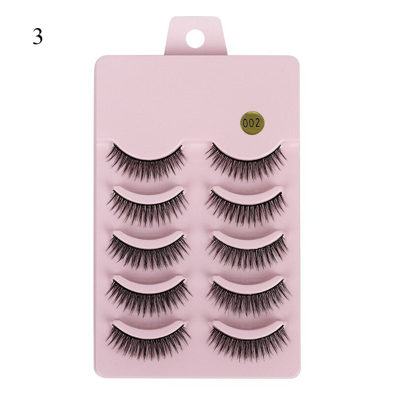 4/5Pair False Eyelashes Handmade Mink Cross Long 3D Winged Eyelash End Eye Elongated Lash Extension Natural