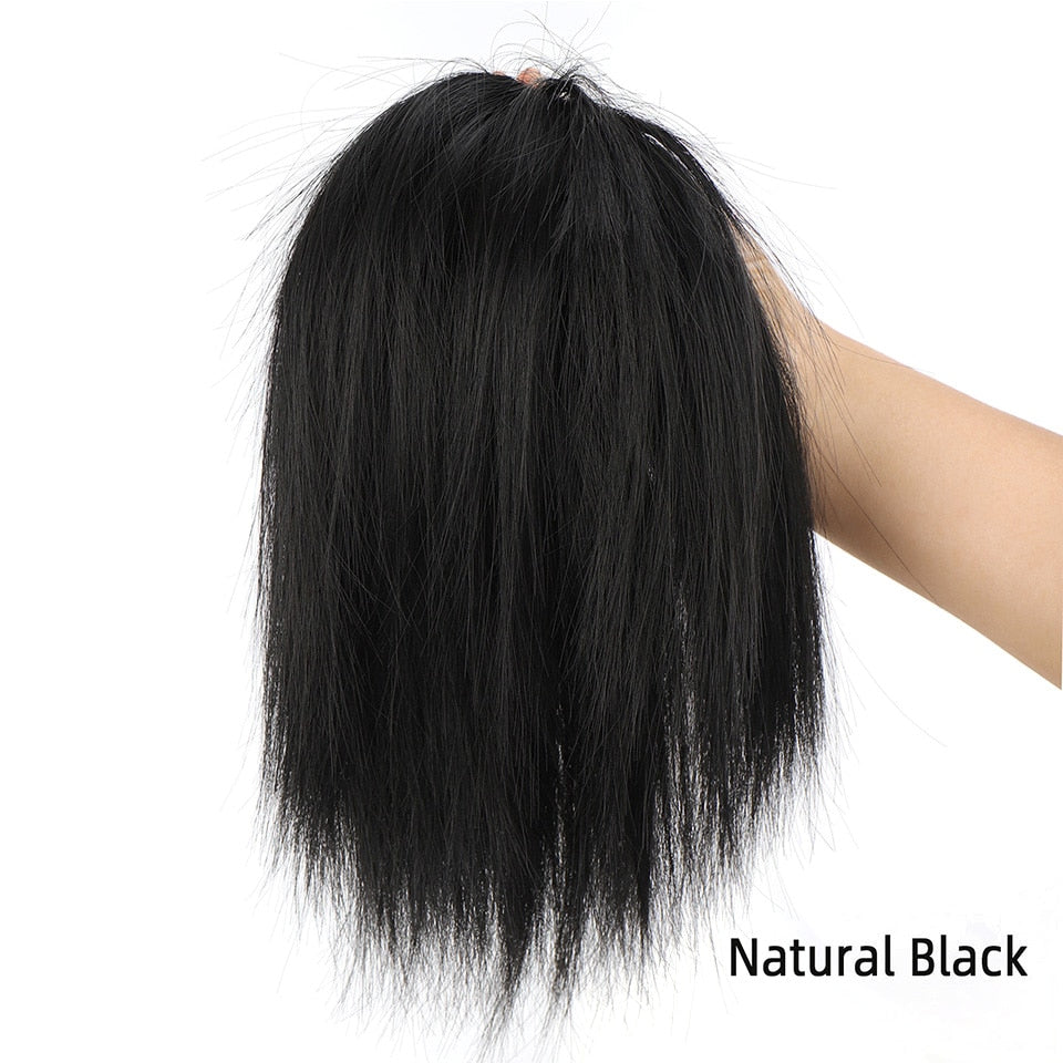 Synthetic Hair Bun Extensions Messy Straight Hair Band Elastic Chignon Scrunchy Wrap Updo False Hair Pieces For Women Hair