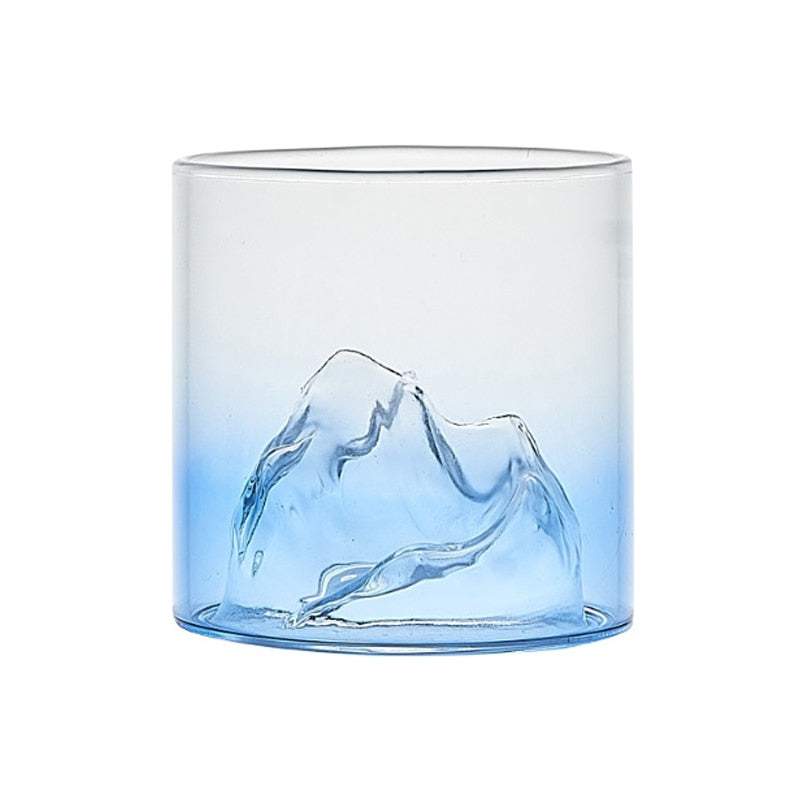 Japanese Whisky Glass Cup 3D Mountain Water Glass Glacier Mug Vodka Wine Cup Glass Fuji Artwork Gift Whisky Bottle Drinkware