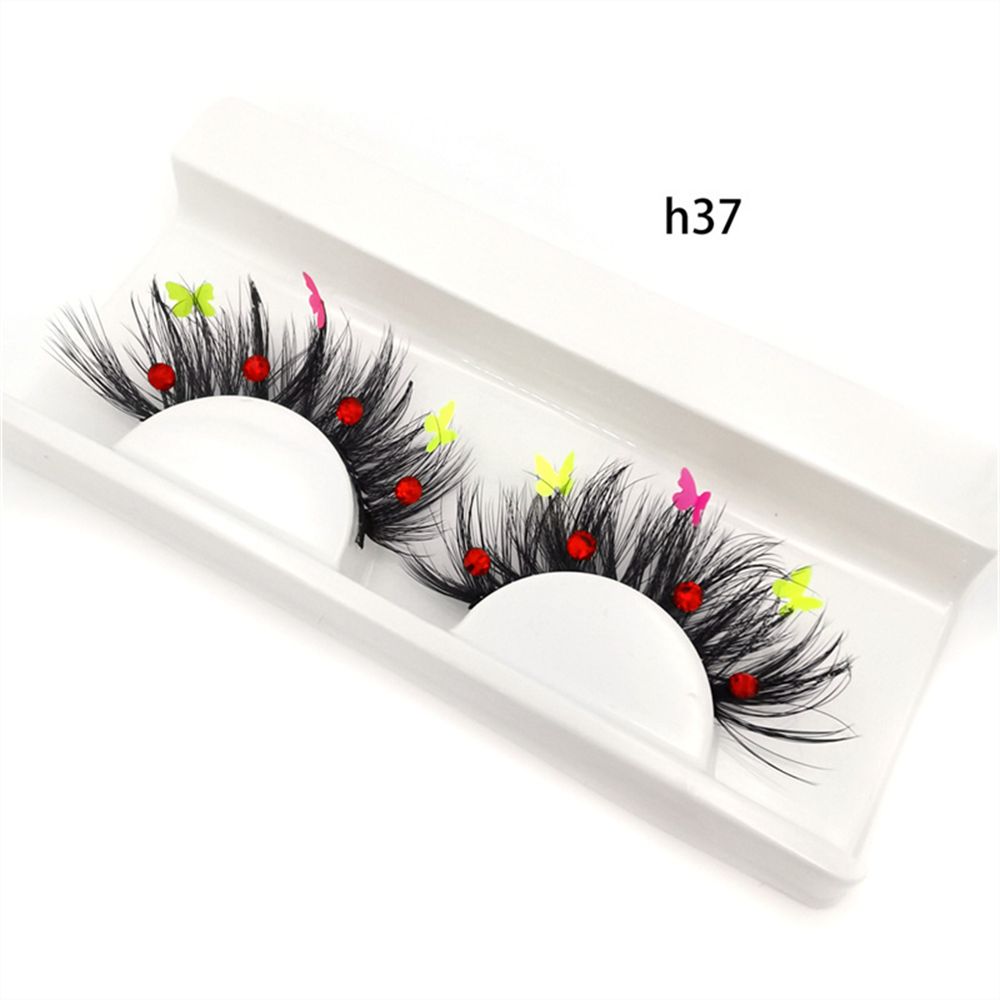 Faux Mink Butterfly Eyelashes With Packaging Boxes 3D Fluffy Glitter Sequins Thick Lash Colorful Shiny Star Flower Lashes