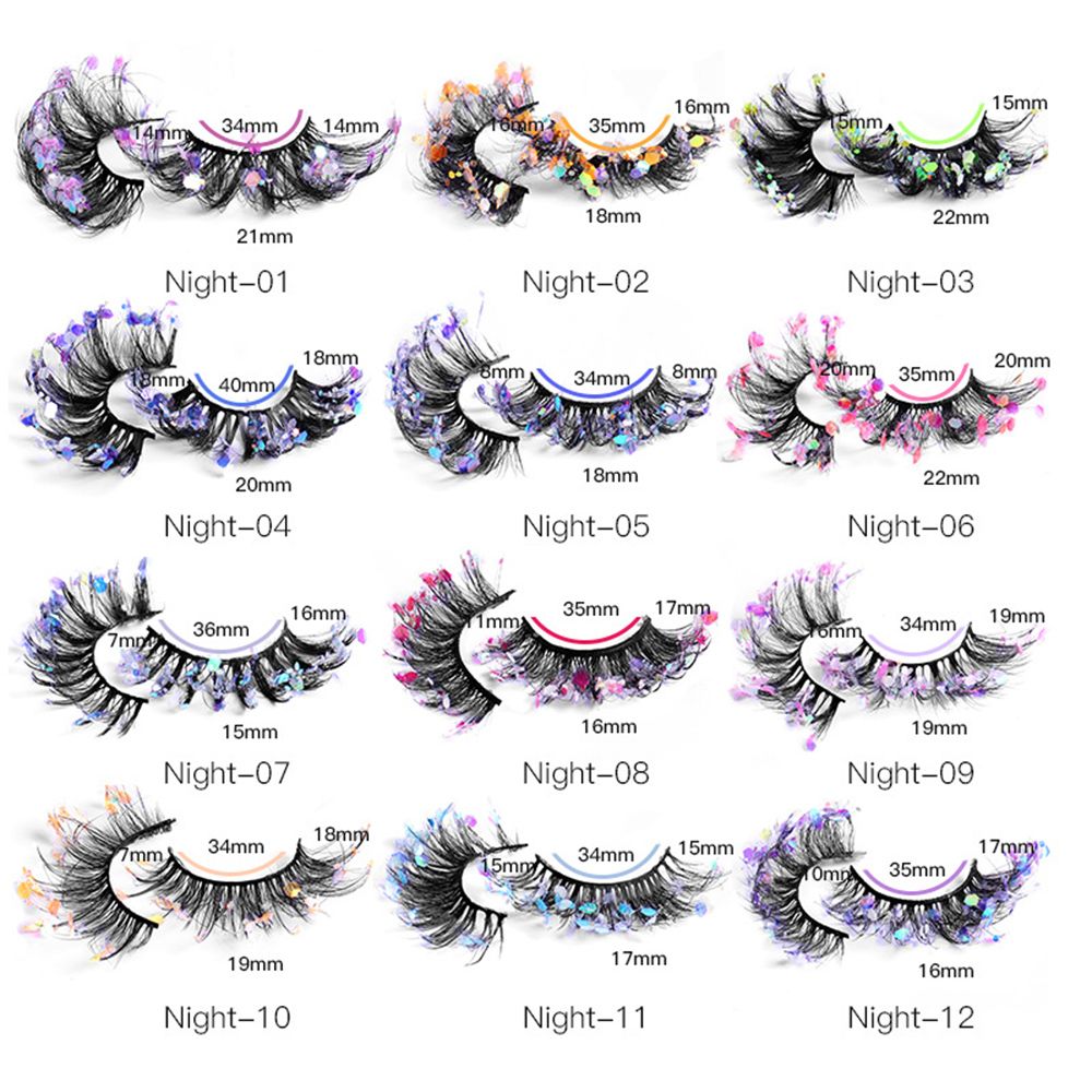 1Pair Colored Lashes Natural Long Butterfly Eyelashes Handmade Full Strip Faux Mink Lashes With Butterflies Luminous Eyelash