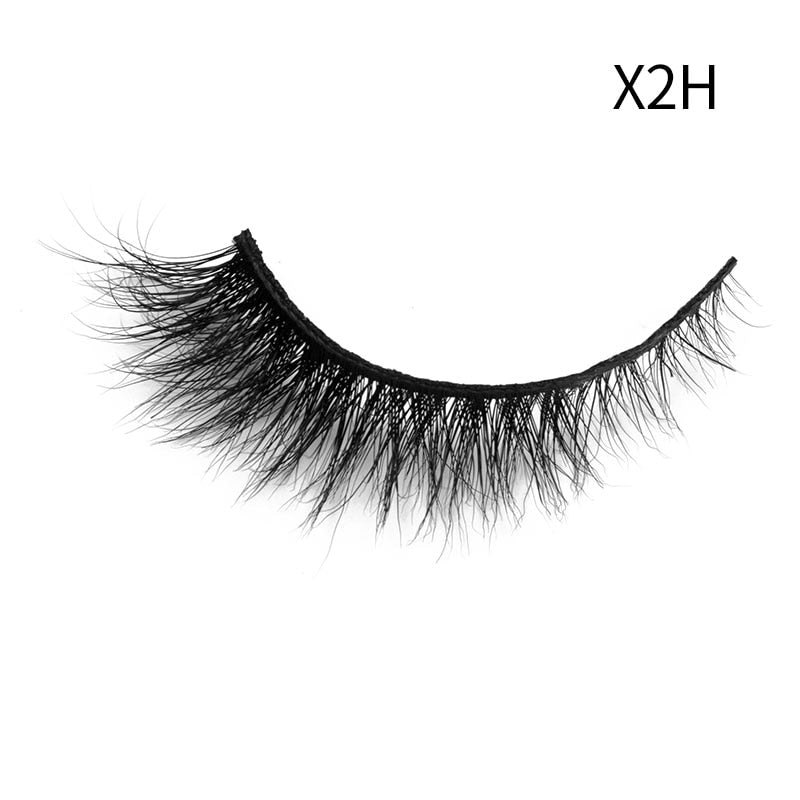 Soft Mink Eyelashes 3D Curl Winged End Eye Elongated Fake Lashes Thick Handmade Natural False Eyelash Messy Cross Lash