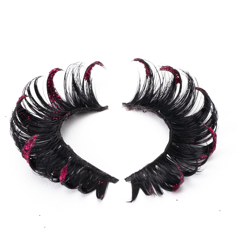 Luminous Dramatic glitter colored lashes Russian volume faux mink strip lashes party sequins false lashes