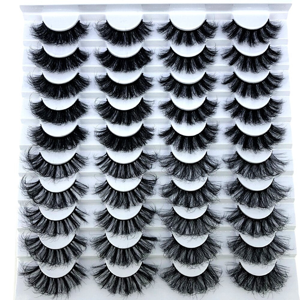 20 Pairs Fluffy Lashes 25mm 3D Mink Lashes Long Thick Natural False Eyelashes Mink Eyelashes